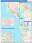 San Francisco-Oakland-Hayward Metro Area Wall Map Color Cast Style